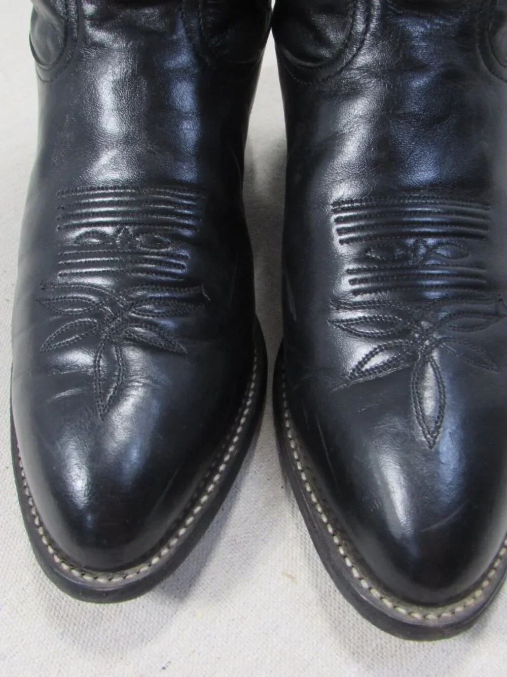 Tony Lama Black Leather Cowboy Boots Men's Size 9.5 D Made in USA 2007